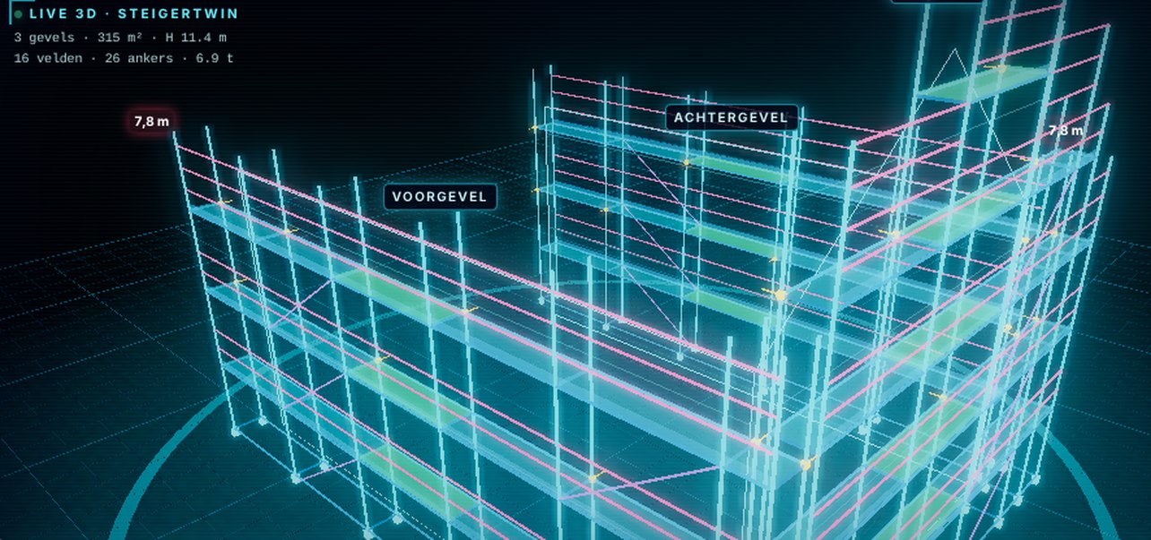 Digitale tweeling van een steiger, hologramweergave