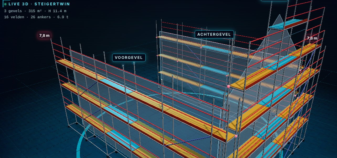 Digitale tweeling van een steiger, realistische weergave